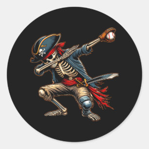 Dab Skeleton Dabbing Skelett Pirate Baseball Runder Aufkleber