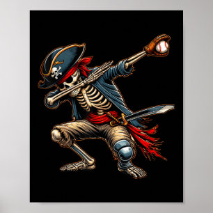 Dab-Skelett Dabbing-Skelett-Pirat-Baseball Poster