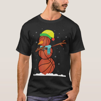 Dab Snowman aus Basketball Balls Weihnachtsgif T-Shirt