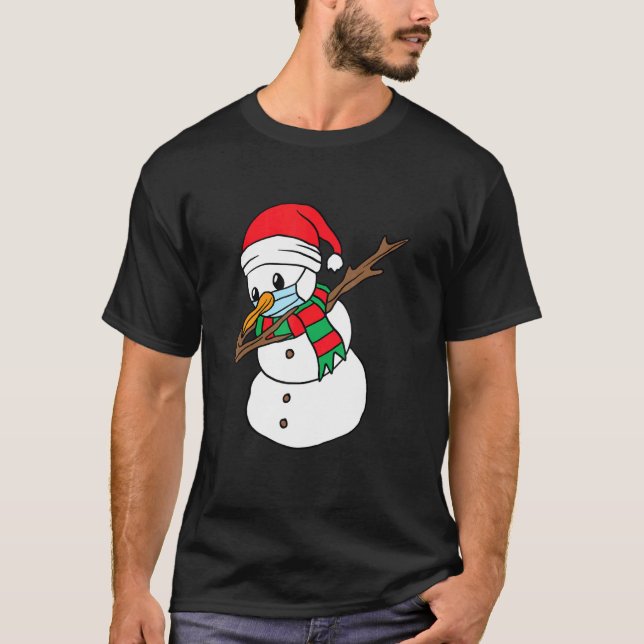 Dab Snowman Facial Mask Weihnachten T-Shirt (Vorderseite)
