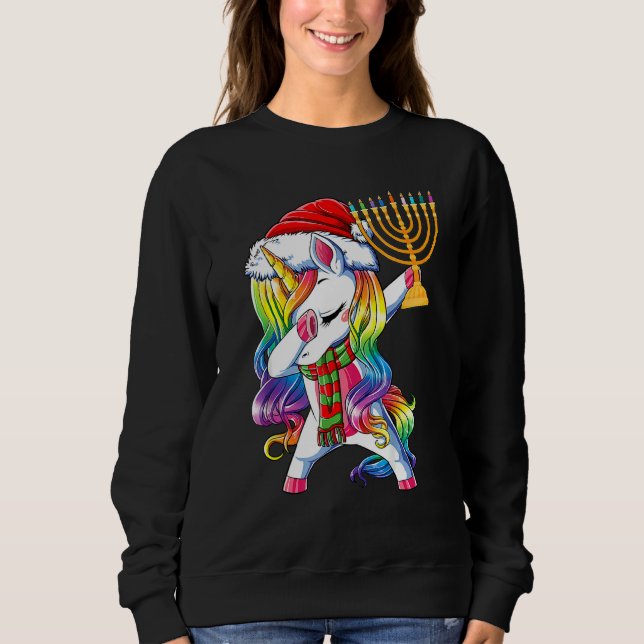 Dab Unicorn Weihnachtskids Girls Women Jewnicorn H Sweatshirt (Vorderseite)