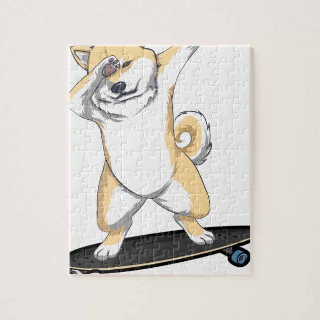 Dabbinbg Shiba Inu auf Skateboard-Kaffee-Tasse Puzzle (Vertikal)