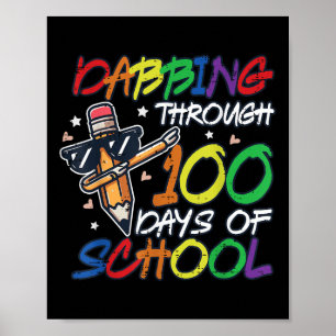 Dabbing 100 Days Schule Stift 100. Tag Jungen Kind Poster