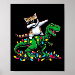 Dabbing Aegean Cat On Xmas Lights Dinosaurier T Re Poster