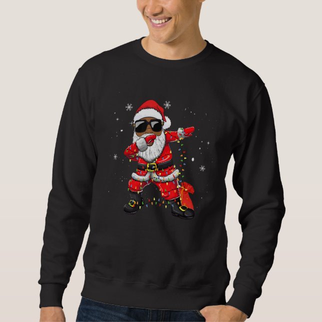 Dabbing Afroamerikanischer Weihnachtsbaum Lig Sweatshirt (Vorderseite)
