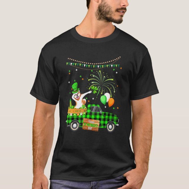 Dabbing Akita Dog Kleeblatt St Patrick's Day T-Shirt (Vorderseite)
