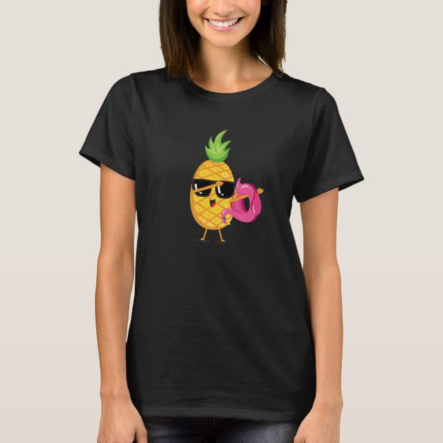 Dabbing Ananas Flamingo Float Aloha Beach Haw T-Shirt (Vorderseite)