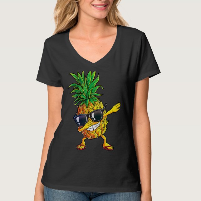 Dabbing Ananas Sonnenbrille Aloha Beaches Hawaii T-Shirt (Vorderseite)