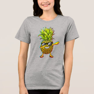 Dabbing Ananas Sonnenbrille Glitch Sommer Kunst Tri-Blend Shirt
