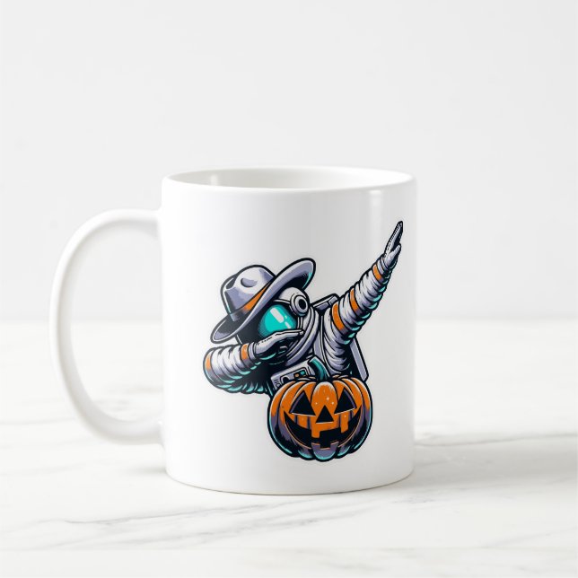 Dabbing Astronaut Halloween Cowboy Kürbislaterne Kaffeetasse (Links)