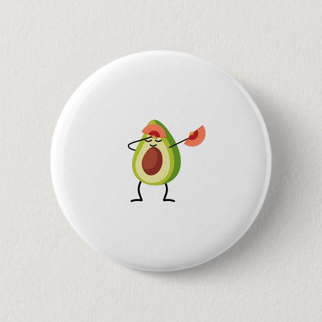 Dabbing Avocado Chinesisches Tanzdesign Button (Vorderseite)