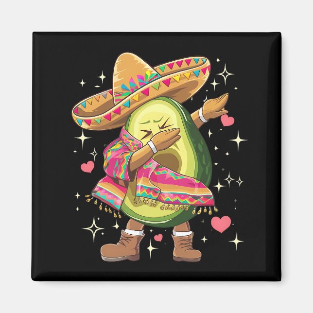 Dabbing Avocado Cinco De Mayo Funny Mexican Poncho Magnet (Vorne)