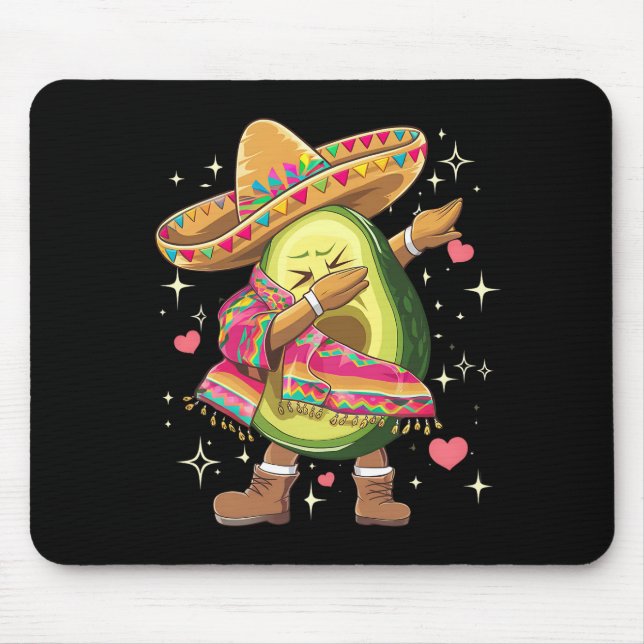Dabbing Avocado Cinco De Mayo Funny Mexican Poncho Mousepad (Vorne)
