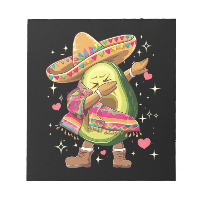 Dabbing Avocado Cinco De Mayo Funny Mexican Poncho Notizblock (Vorderseite)