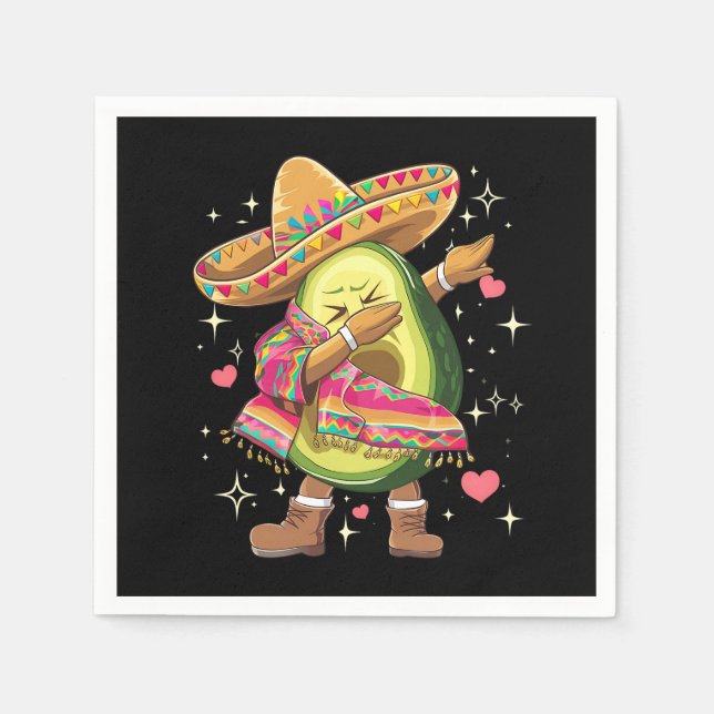 Dabbing Avocado Cinco De Mayo Funny Mexican Poncho Serviette (Vorderseite)