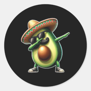 Dabbing Avocado Funny Vegan Food Lover Cinco De Ma Runder Aufkleber