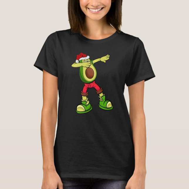Dabbing Avocado Xmas Weihnachtsmannmütze Avocado W T-Shirt (Vorderseite)