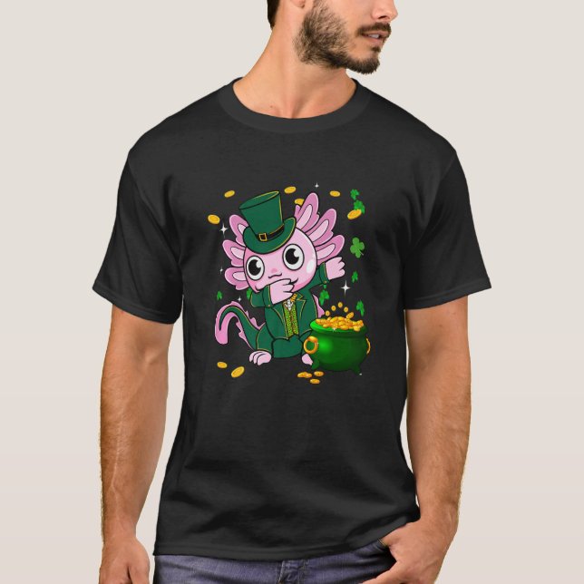 Dabbing Axolotl Leprechaun Happy St Patricks Day G T-Shirt (Vorderseite)