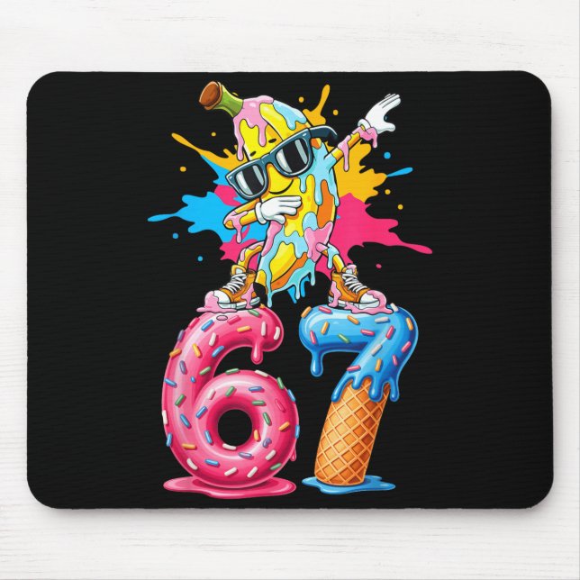 Dabbing Banana 67 Ice Cream Drip Funny Six Seven M Mousepad (Vorne)