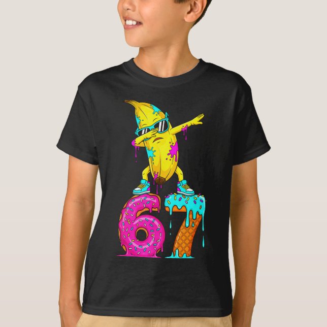 Dabbing Banana 67 Ice Cream Drip Funny Six Seven M T-Shirt (Vorderseite)
