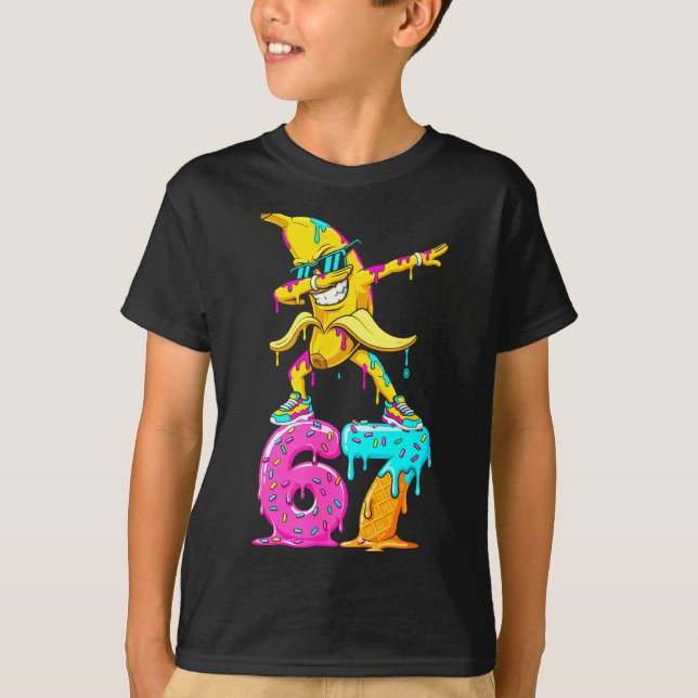 Dabbing Banana 67 Ice Cream Drip Funny Six Seven M T-Shirt (Vorderseite)