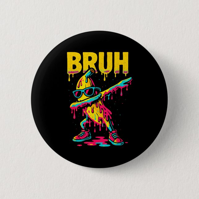 Dabbing Banana Bruh Drip Ice Cream Banana Youth Bo Button (Vorderseite)