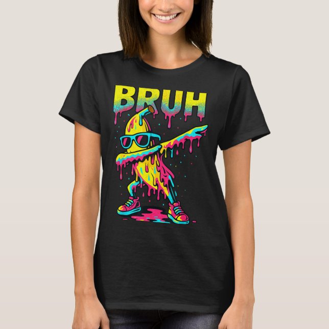 Dabbing Banana Bruh Ice Cream Drip Banana Youth Bo T-Shirt (Vorderseite)