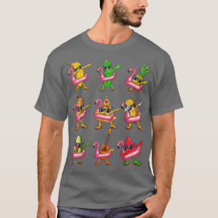 Dabbing Banana Flamingo Float Sommer Früchte Kinde T-Shirt