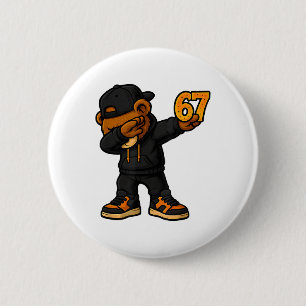 Dabbing Bär 67 Meme Lustig Brainrot Hip Hop Kinder Button