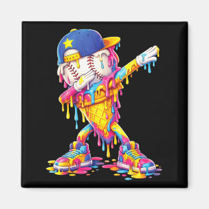 Dabbing Baseball Eiscreme-Tropf Funny Baseball Magnet