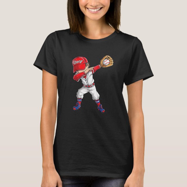 Dabbing Baseball Player Catcher Pitcher Boys Men M T-Shirt (Vorderseite)