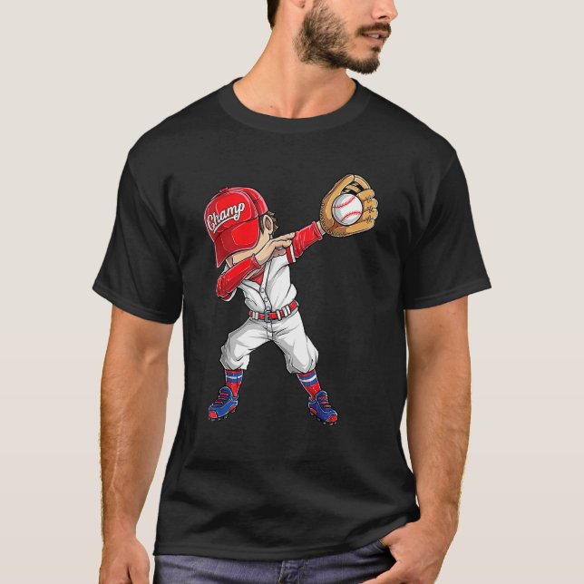 Dabbing Baseball Player Catcher Pitcher Funny Boys T-Shirt (Vorderseite)