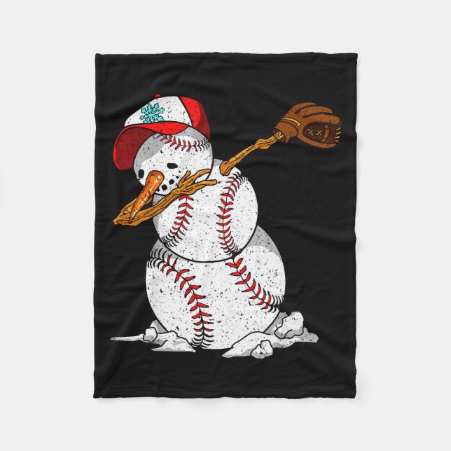 Dabbing Baseball Snowman Snow Christmas Xmas Holid Fleecedecke (Vorderseite)