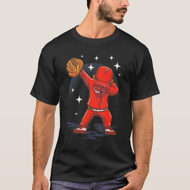 Dabbing Baseballspieler Fänger Pitcher Schlagmann  T-Shirt (Vorderseite)
