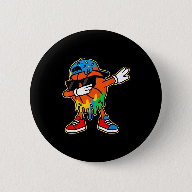 Dabbing Basketball Ice Cream Drip Boys Basketball  Button (Vorderseite)
