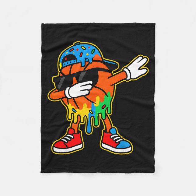 Dabbing Basketball Ice Cream Drip Boys Basketball  Fleecedecke (Vorderseite)