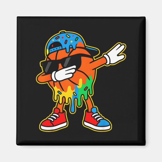 Dabbing Basketball Ice Cream Drip Boys Basketball  Magnet (Vorne)