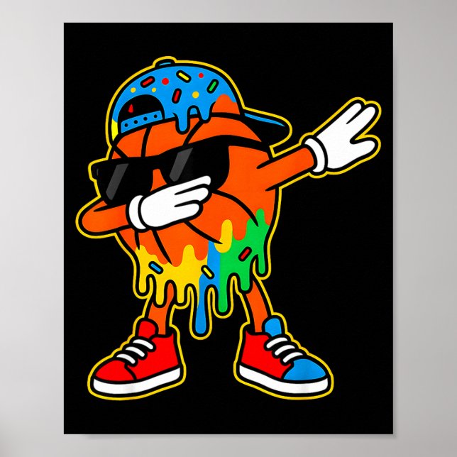 Dabbing Basketball Ice Cream Drip Boys Basketball  Poster (Vorne)