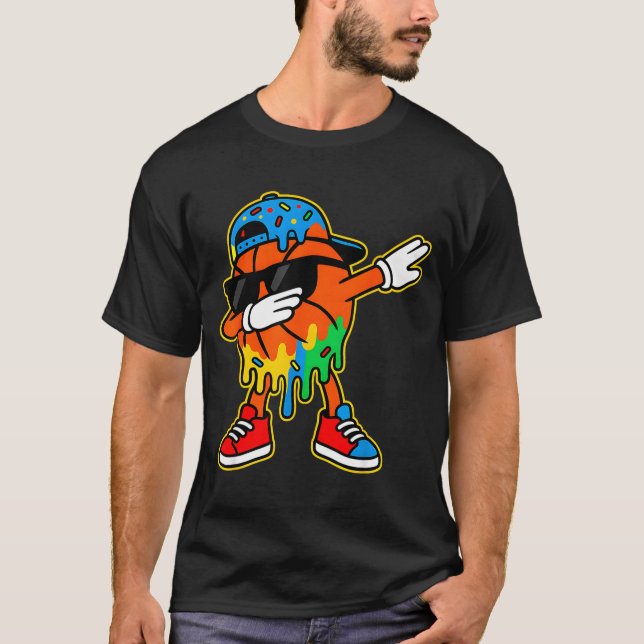 Dabbing Basketball Ice Cream Drip Boys Basketball  T-Shirt (Vorderseite)