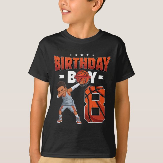 Dabbing Basketball Spieler 8 Jahre alter Junge 8.  T-Shirt (Vorderseite)