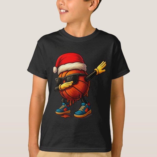 Dabbing Basketball Sungles Funny Christmas Tee Boy (Vorderseite)