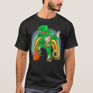 Dabbing Basketball Uni Leprechaun St Day T-Shirt
