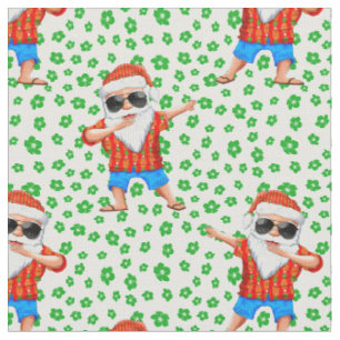 Dabbing Beach Santa Claus im Aloha Shirt Tropica Stoff