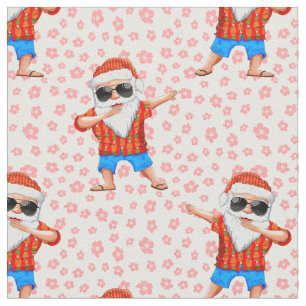 Dabbing Beach Santa Claus in einem Aloha Shirt mit Stoff