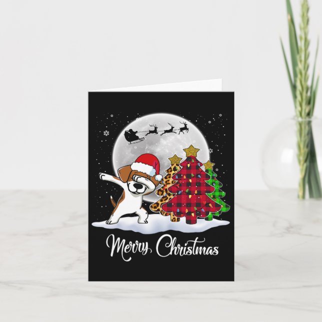 Dabbing Beagle Dab Dog Weihnachtsmannmütze Weihnac Karte (Vorderseite)