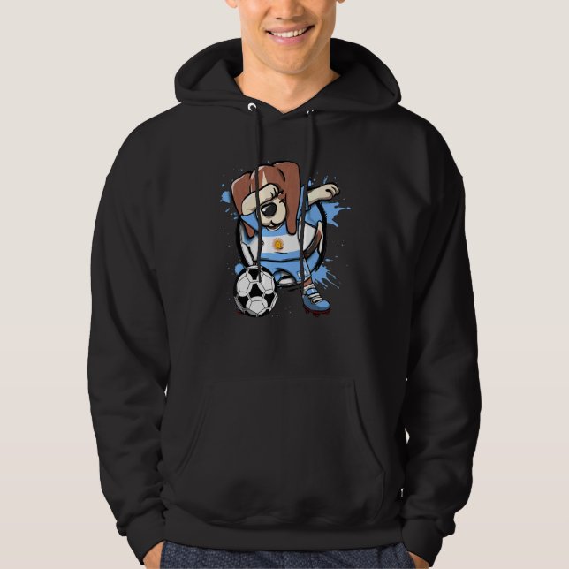 Dabbing Beagle Dog Argentina Soccer Fans Jersey Fo Hoodie (Vorderseite)