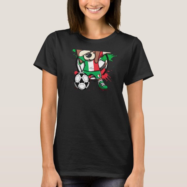Dabbing Beagle Dog Italy Soccer Fans Jersey Footba T-Shirt (Vorderseite)