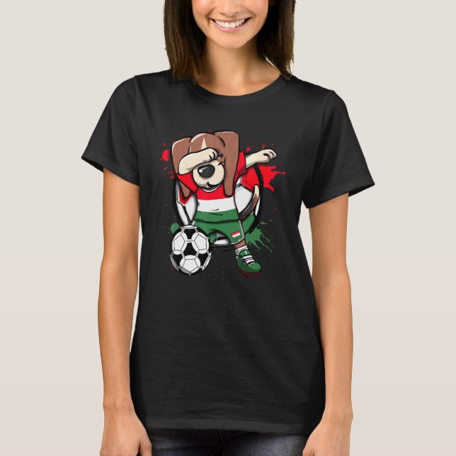 Dabbing Beagle Dog Ungarn Fußball Fans Jersey Foot T-Shirt (Vorderseite)