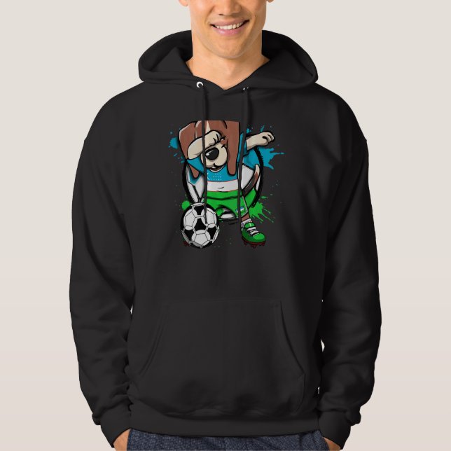 Dabbing Beagle Dog Usbekistan Fußball Fans Jersey  Hoodie (Vorderseite)