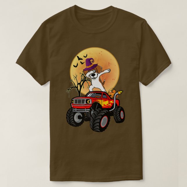 Dabbing Beagle Dog Witch Hat Monster Truck Funny H T-Shirt (Design vorne)